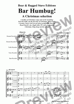 page one of Bar Humbug! - a Christmas selection for recorder quintet
