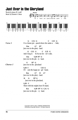 page one of Just Over In The Gloryland (Piano Chords/Lyrics)