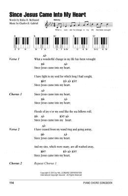 page one of Since Jesus Came Into My Heart (Piano Chords/Lyrics)