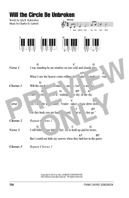 page one of Will The Circle Be Unbroken (Piano Chords/Lyrics)