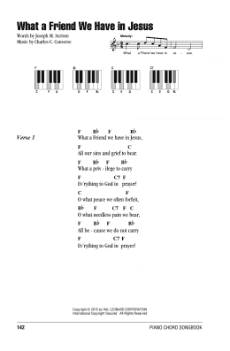 page one of What A Friend We Have In Jesus (Piano Chords/Lyrics)