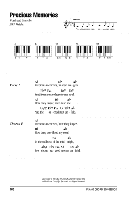 page one of Precious Memories (Piano Chords/Lyrics)