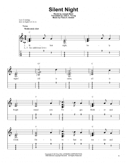 page one of Silent Night (Easy Ukulele Tab)