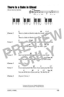 page one of There Is A Balm In Gilead (Piano Chords/Lyrics)