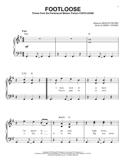 page one of Footloose (Very Easy Piano)