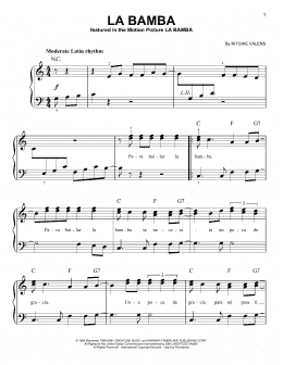 page one of La Bamba (Very Easy Piano)