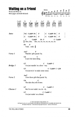 page one of Waiting On A Friend (Guitar Chords/Lyrics)