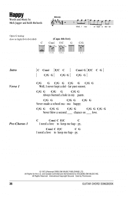 page one of Happy (Guitar Chords/Lyrics)