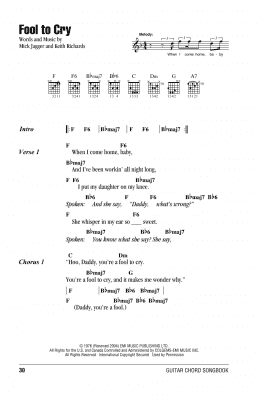 page one of Fool To Cry (Guitar Chords/Lyrics)