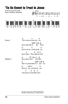 page one of 'Tis So Sweet To Trust In Jesus (Piano Chords/Lyrics)