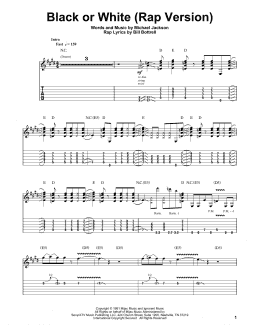 page one of Black Or White (Guitar Tab (Single Guitar))