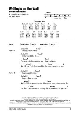 page one of Writing's On The Wall (Guitar Chords/Lyrics)