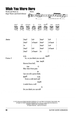 page one of Wish You Were Here (Guitar Chords/Lyrics)