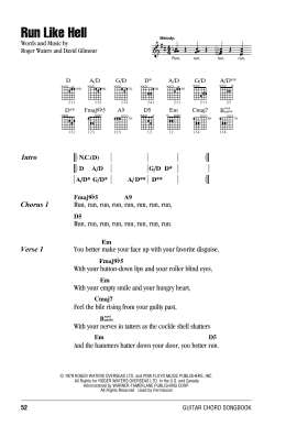 page one of Run Like Hell (Guitar Chords/Lyrics)