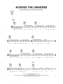 page one of Across The Universe (Easy Guitar)