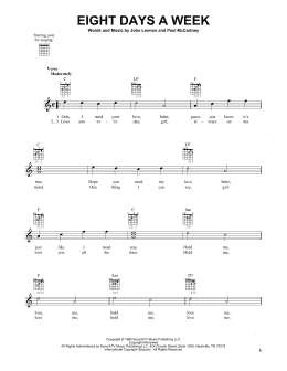 page one of Eight Days A Week (Easy Guitar)