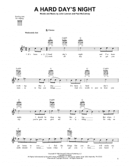 page one of A Hard Day's Night (Easy Guitar)