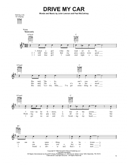 page one of Drive My Car (Easy Guitar)