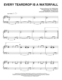 page one of Every Teardrop Is A Waterfall [Jazz version] (Piano Solo)