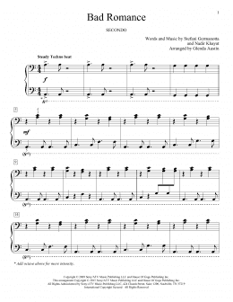 page one of Bad Romance (Piano Duet)