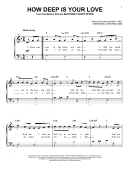 page one of How Deep Is Your Love (Very Easy Piano)