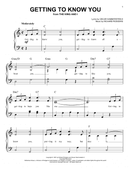 page one of Getting To Know You (Very Easy Piano)