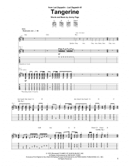 page one of Tangerine (Guitar Tab)