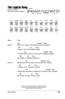 page one of The Logical Song (Guitar Chords/Lyrics)