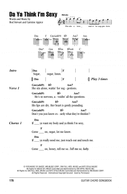 page one of Da Ya Think I'm Sexy (Guitar Chords/Lyrics)