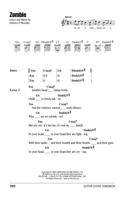 page one of Zombie (Guitar Chords/Lyrics)