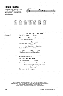 page one of Brick House (Guitar Chords/Lyrics)