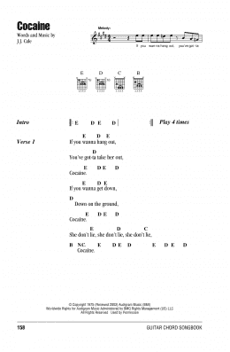 page one of Cocaine (Guitar Chords/Lyrics)