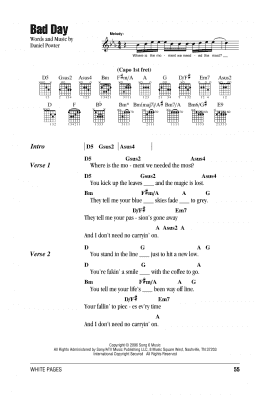 page one of Bad Day (Guitar Chords/Lyrics)