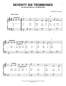 page one of Seventy Six Trombones (Very Easy Piano)