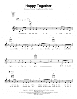 page one of Happy Together (Ukulele)