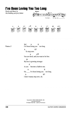 page one of I've Been Loving You Too Long (Guitar Chords/Lyrics)