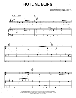 Drake 'Hotline Bling' Sheet Music Notes, Chords, Score. Download Printable  PDF Score.