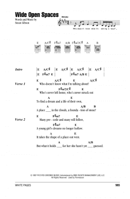 page one of Wide Open Spaces (Guitar Chords/Lyrics)