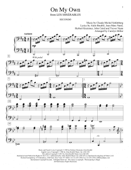 page one of On My Own (from Les Miserables) (Piano Duet)