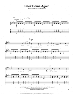 page one of Back Home Again (Guitar Tab (Single Guitar))