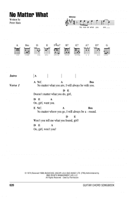 page one of No Matter What (Guitar Chords/Lyrics)