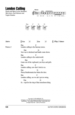 page one of London Calling (Guitar Chords/Lyrics)