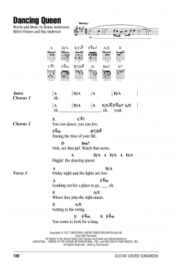 page one of Dancing Queen (Guitar Chords/Lyrics)