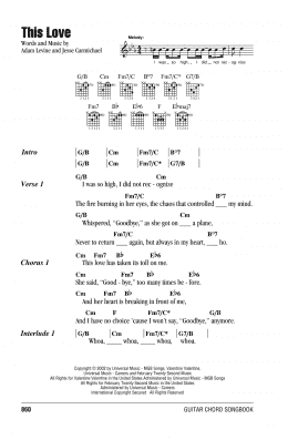 page one of This Love (Guitar Chords/Lyrics)