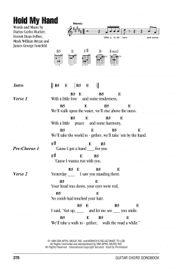 page one of Hold My Hand (Guitar Chords/Lyrics)