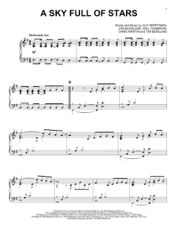 page one of A Sky Full Of Stars (Piano Solo)