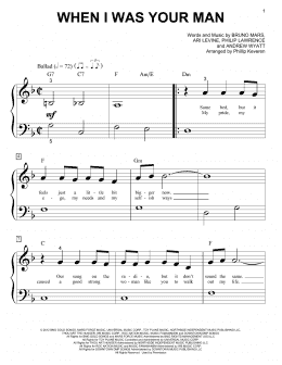 page one of When I Was Your Man (arr. Phillip Keveren) (Big Note Piano)