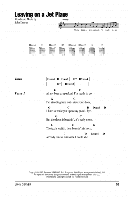 page one of Leaving On A Jet Plane (Guitar Chords/Lyrics)