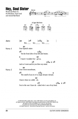 page one of Hey, Soul Sister (Guitar Chords/Lyrics)