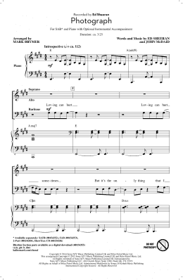 page one of Photograph (arr. Mark Brymer) (SAB Choir)